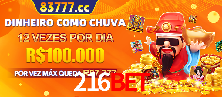 Banner do programa de recompensas Recomende para amigos do 216BET, detalhando os bônus por convidar amigos, com prêmios que chegam a R$288.888.