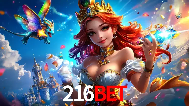 A princesa de um reino de fantasia mágico, com seu pequeno dragão, apresentando um mundo de prêmios encantados nos jogos de caça-níqueis do cassino 216BET.